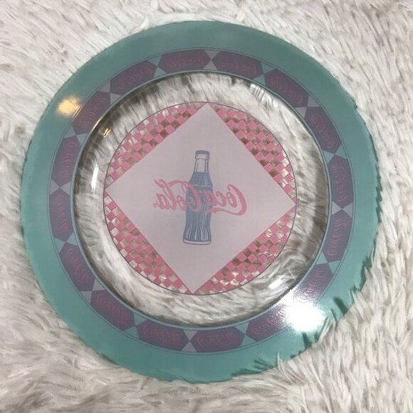 Set of 2 Vintage Coca-Cola Aqua Border Red Checker Coke Bottle Appetizer Plates - Picture 5 of 10